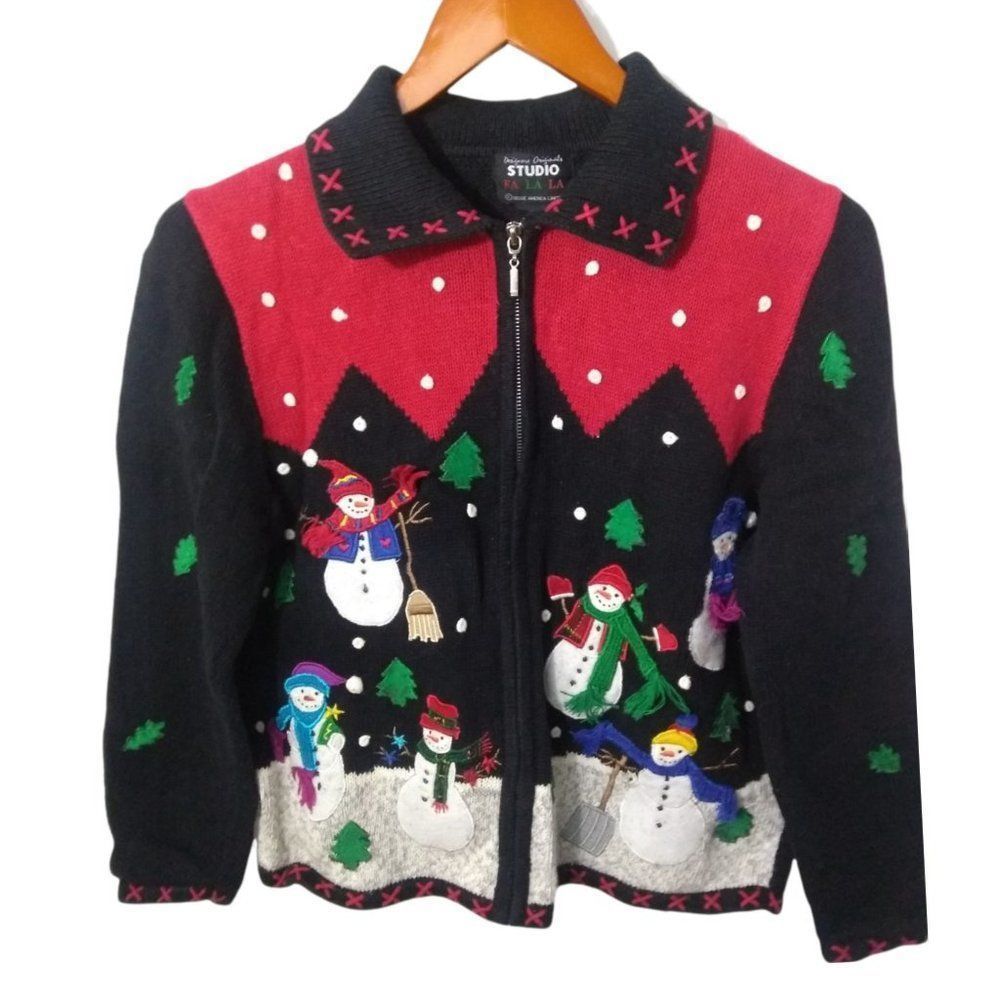 Christmas Women Snowman Sweater - Designer Original Studio FA LA LA, Size P/XL,